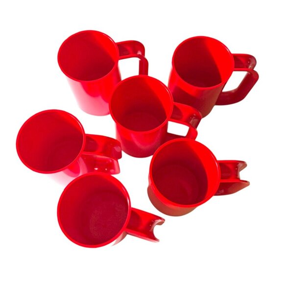 Vintage Massimo Vignelli Heller MaxiMugs Set of 6 Stackable Red Mugs Cups - Picture 5 of 5